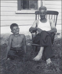 Dirk and his dad 1955 in Canada